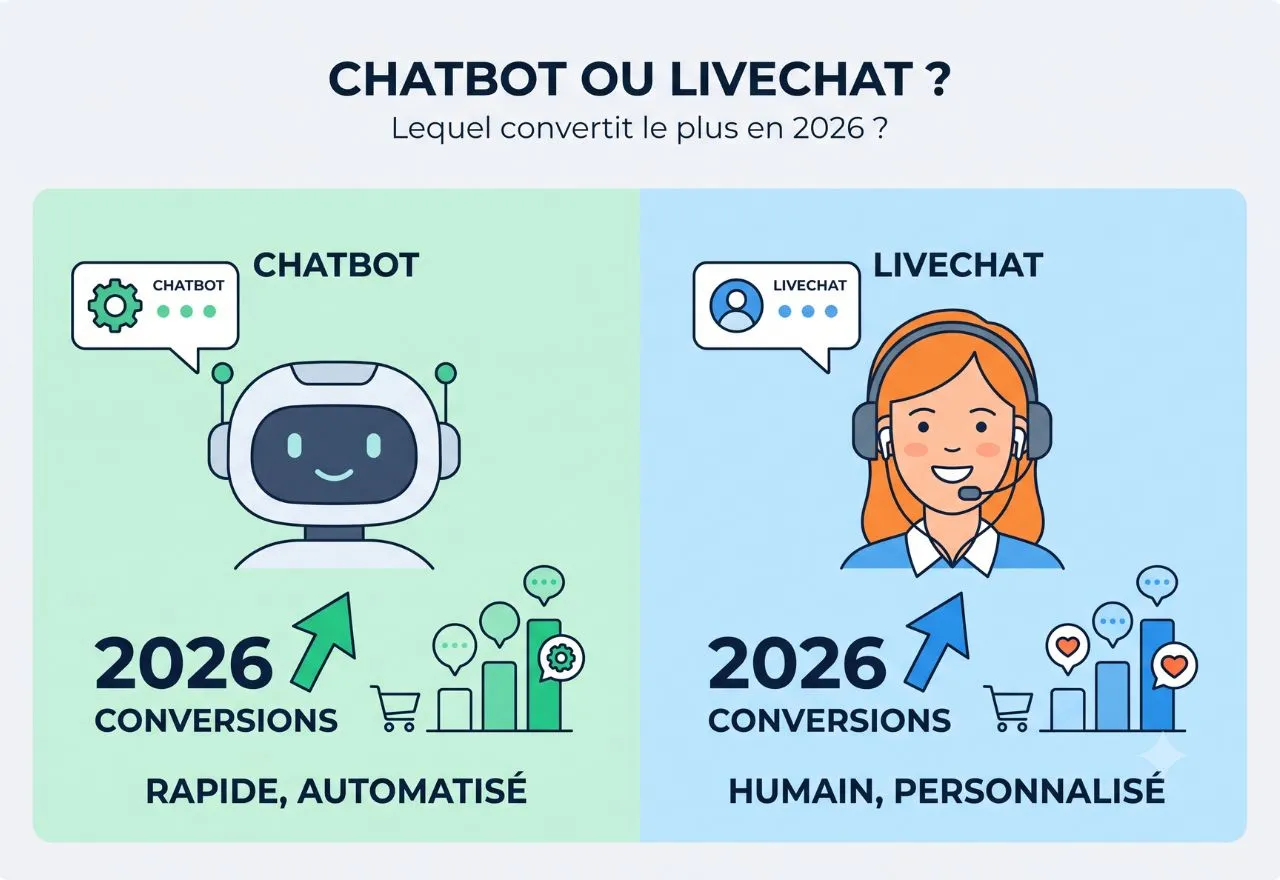 Image de couverture pour Chatbot ou livechat : lequel convertit le plus en 2026 ?